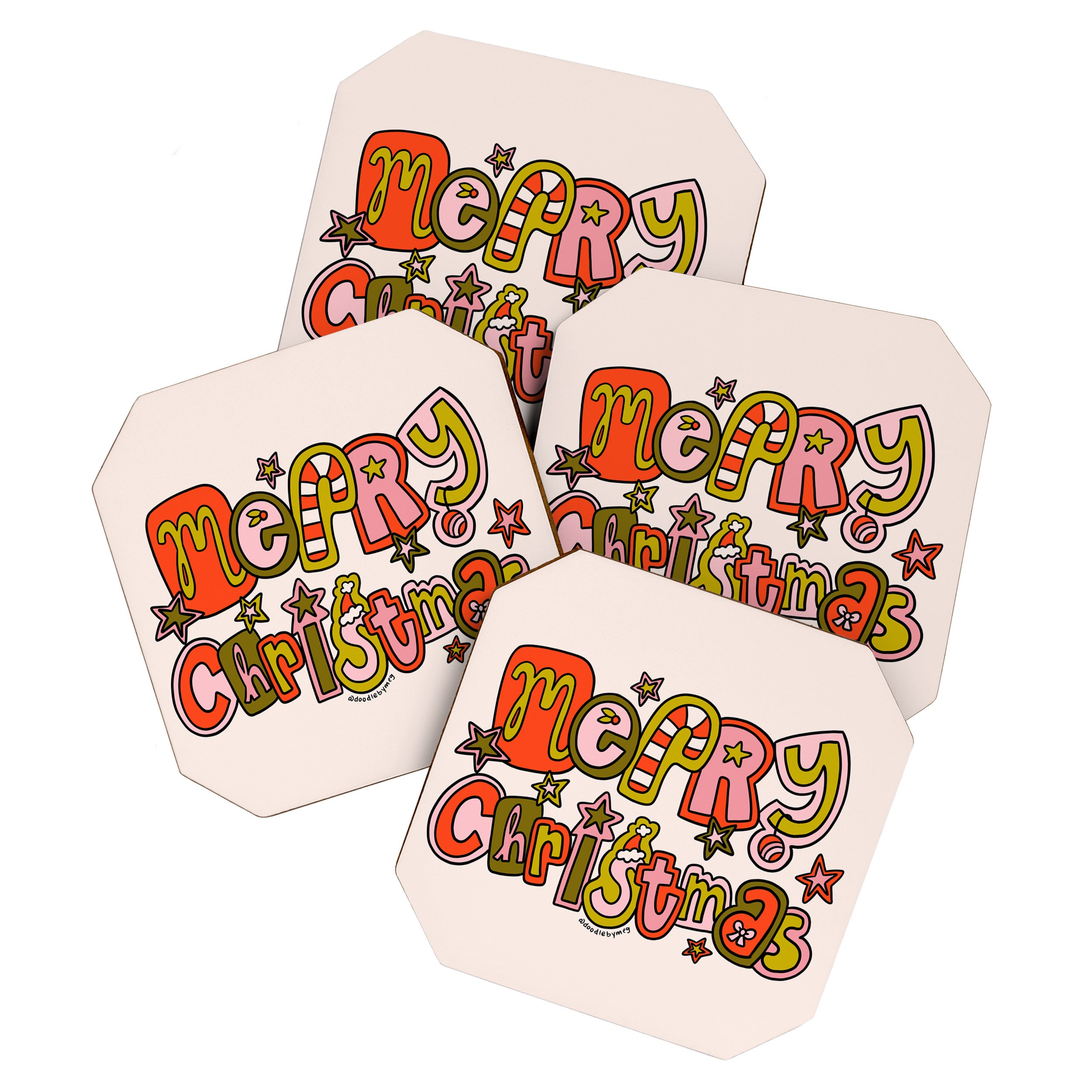 Merry Christmas Doodle Coaster Gallery Image 1