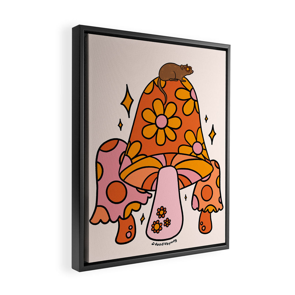 Mouse on a Mushroom Framed Canvas Print Gallery Image 2