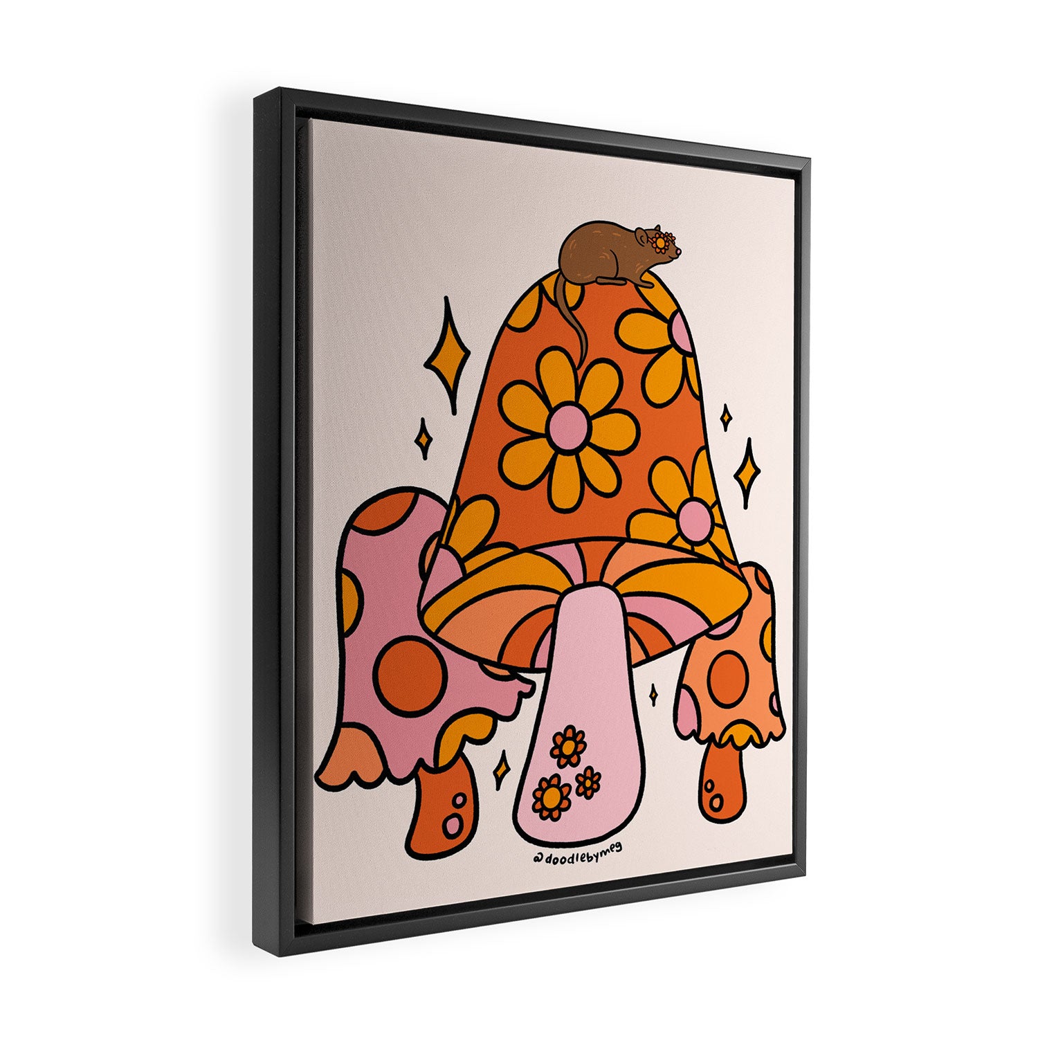 Mouse on a Mushroom Framed Canvas Print Gallery Image 2