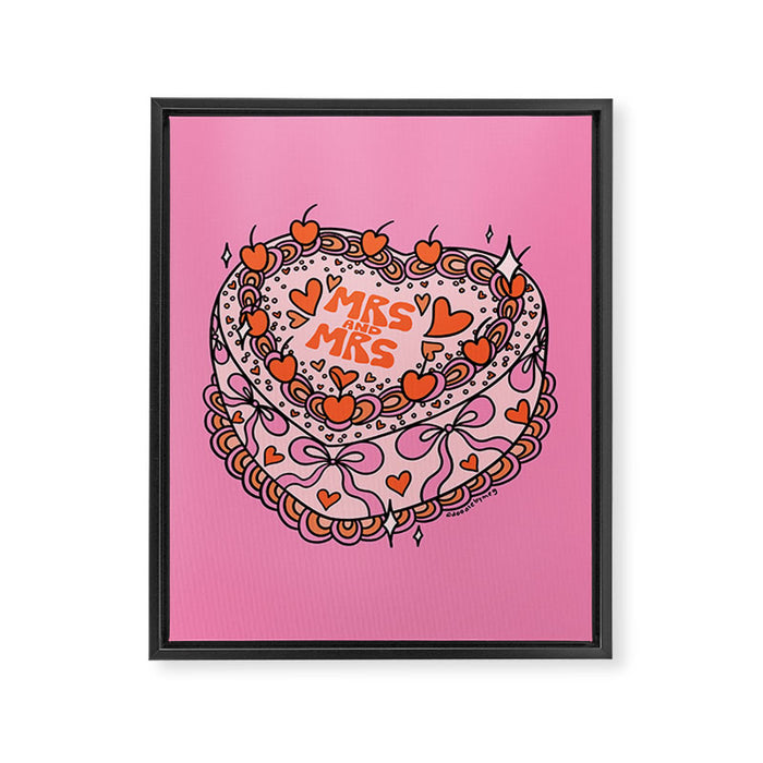 Mrs. and Mrs. Cake Framed Canvas Print Gallery Image 1