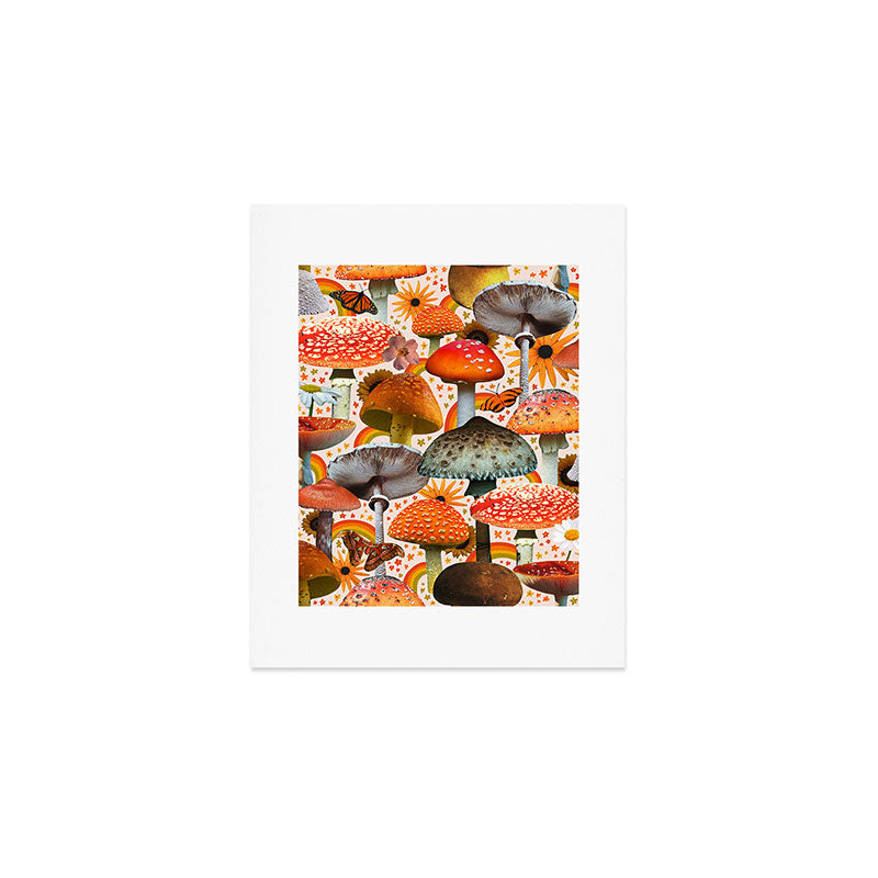 Mushroom Collage Print in Cream Art Print Gallery Image 1