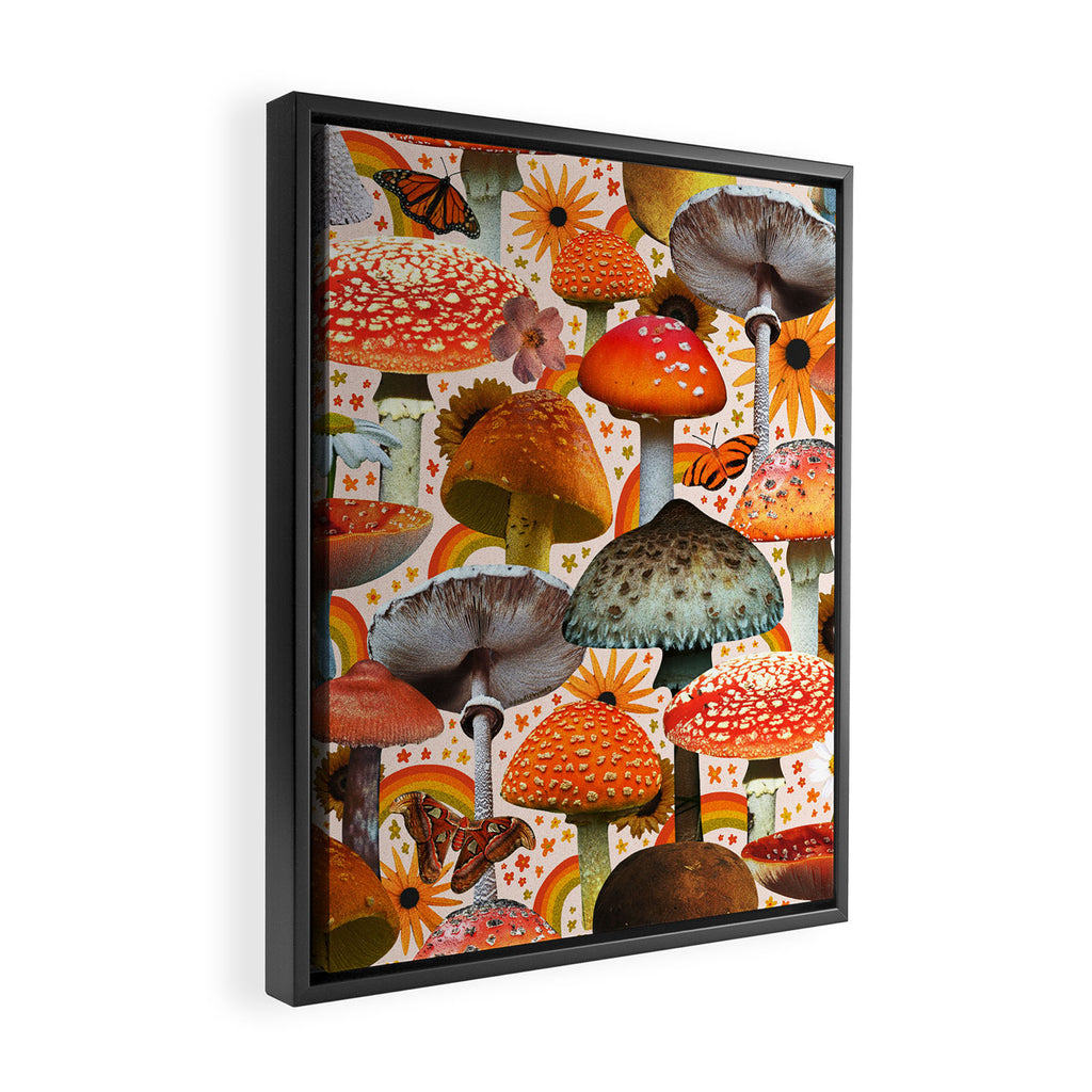 Mushroom Collage Print in Cream Framed Canvas Print Gallery Image 2