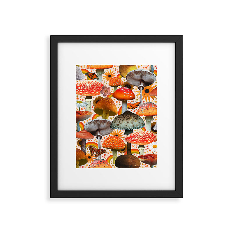 Mushroom Collage Print in Cream Framed Art Print Gallery Image 6