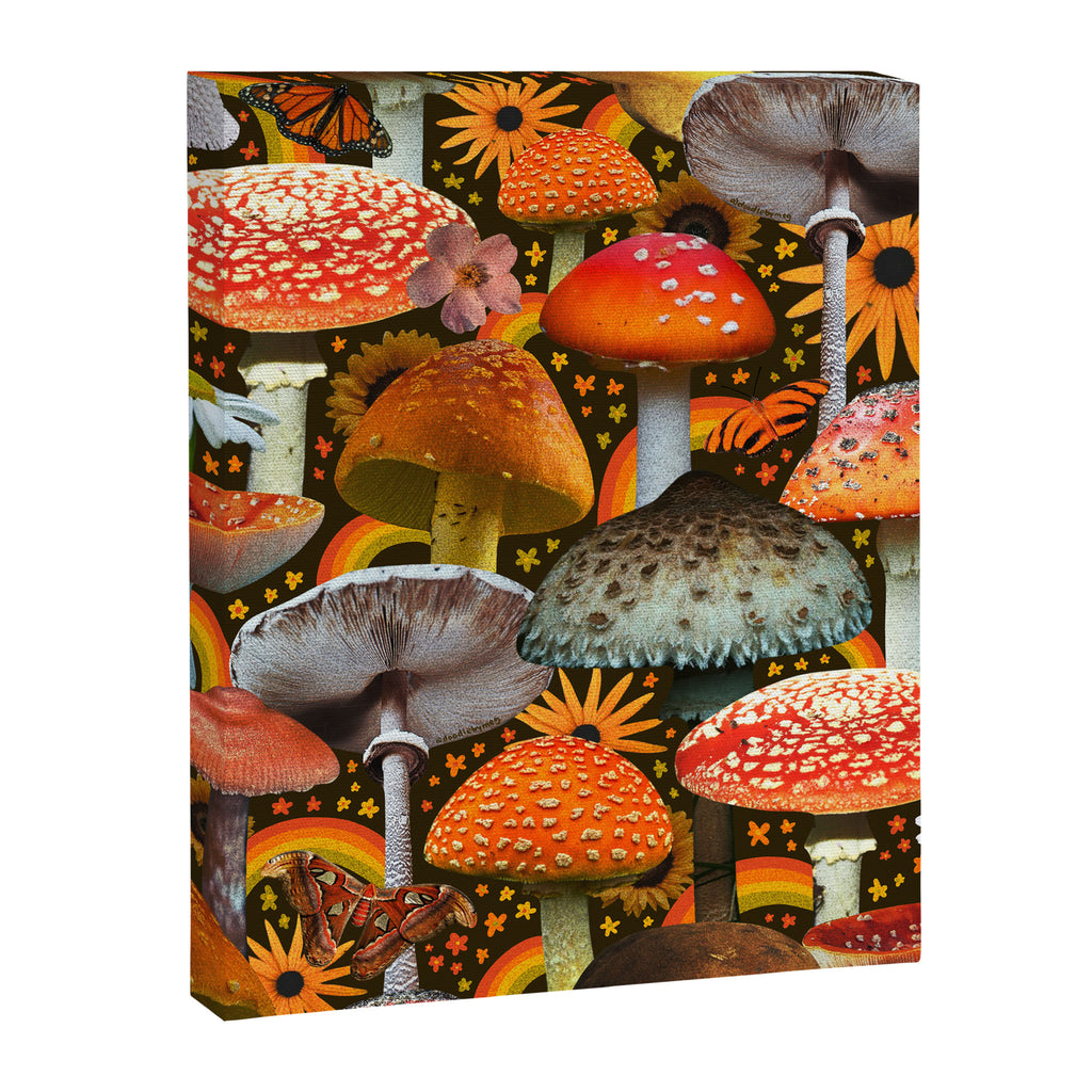 Mushroom Collage Print in Green Canvas Print Gallery Image 8