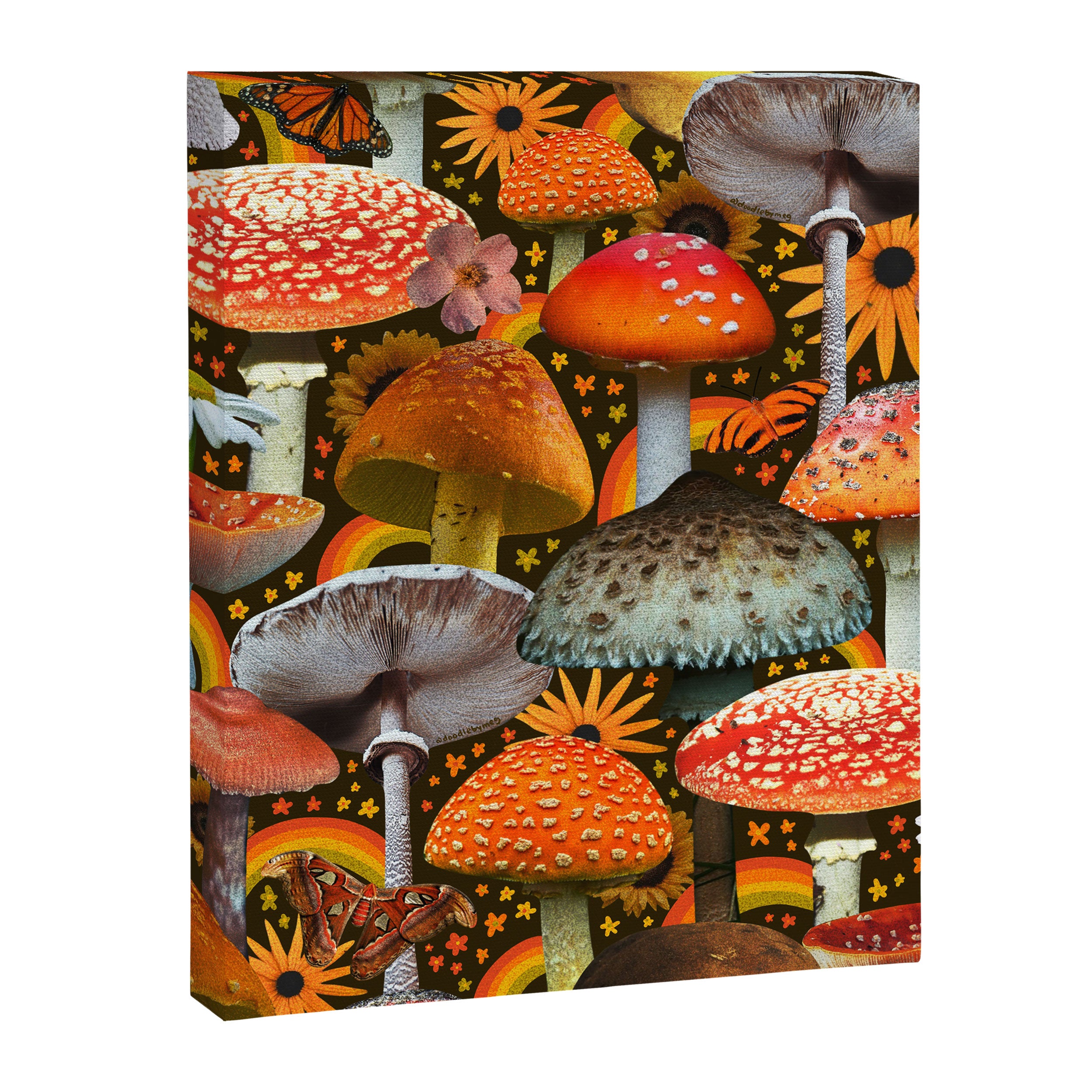 Mushroom Collage Print in Green Canvas Print Gallery Image 8