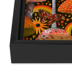 Mushroom Collage Print in Green Framed Canvas Print Gallery Image 3