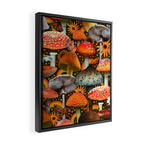 Mushroom Collage Print in Green Framed Canvas Print Gallery Image 2