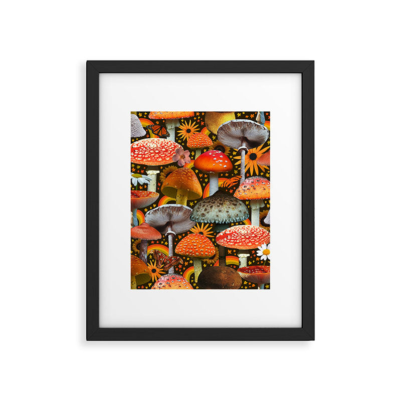 Mushroom Collage Print in Green Framed Art Print Gallery Image 6