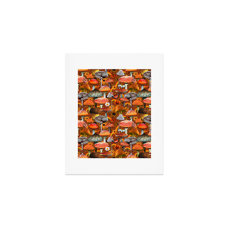 Mushroom Collage Print in Orange Art Print Gallery Image 1