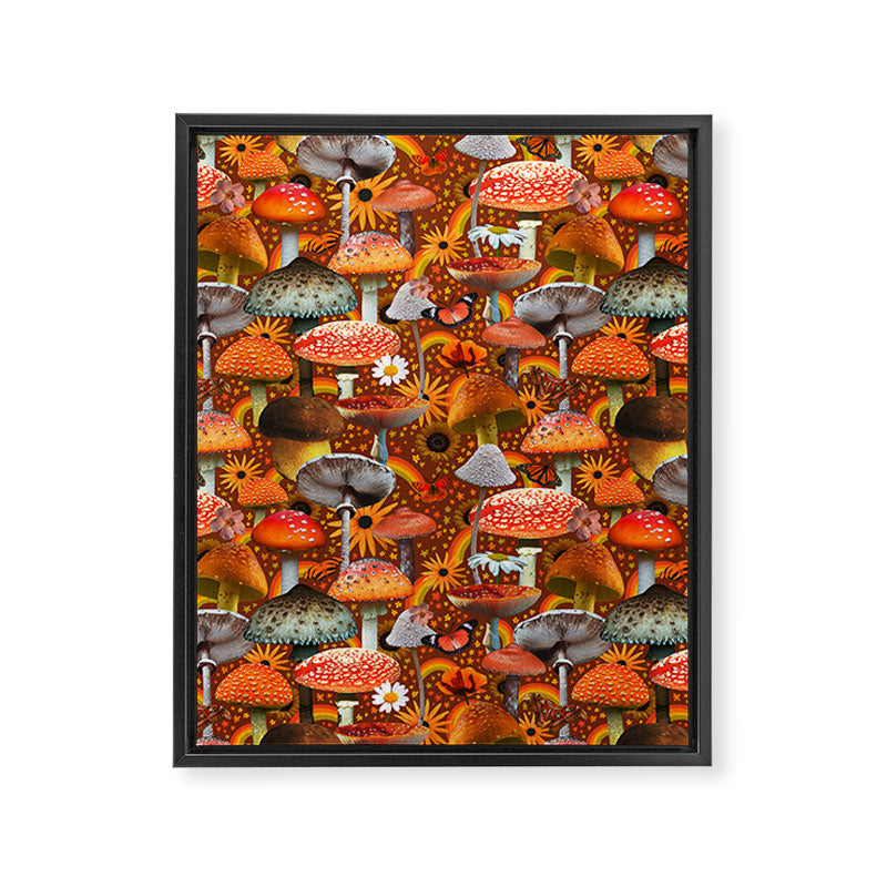 Mushroom Collage Print in Orange Framed Canvas Print Gallery Image 8