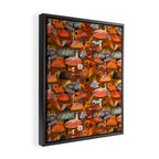 Mushroom Collage Print in Orange Framed Canvas Print Gallery Image 2