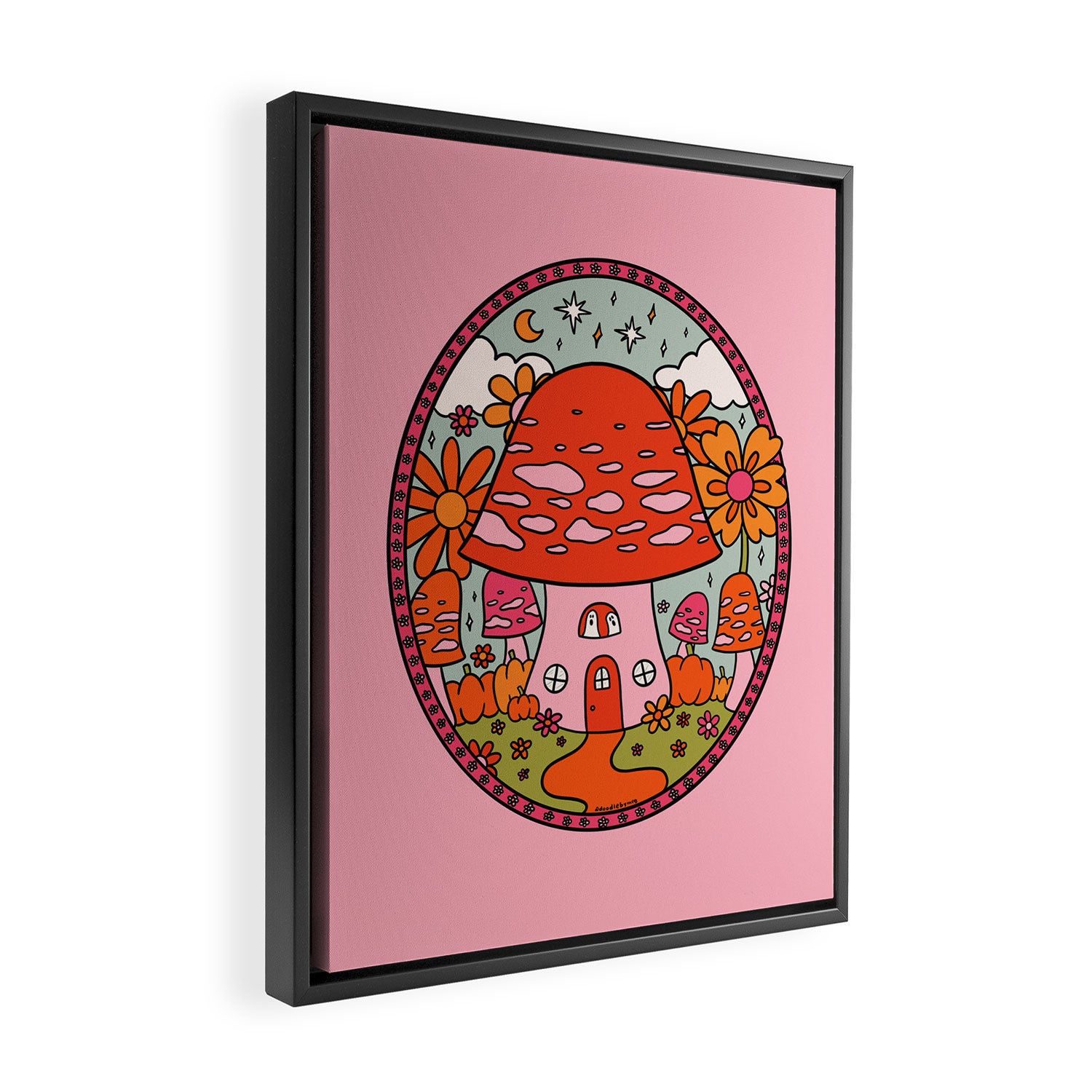 Mushroom Cottage Framed Canvas Print Gallery Image 2