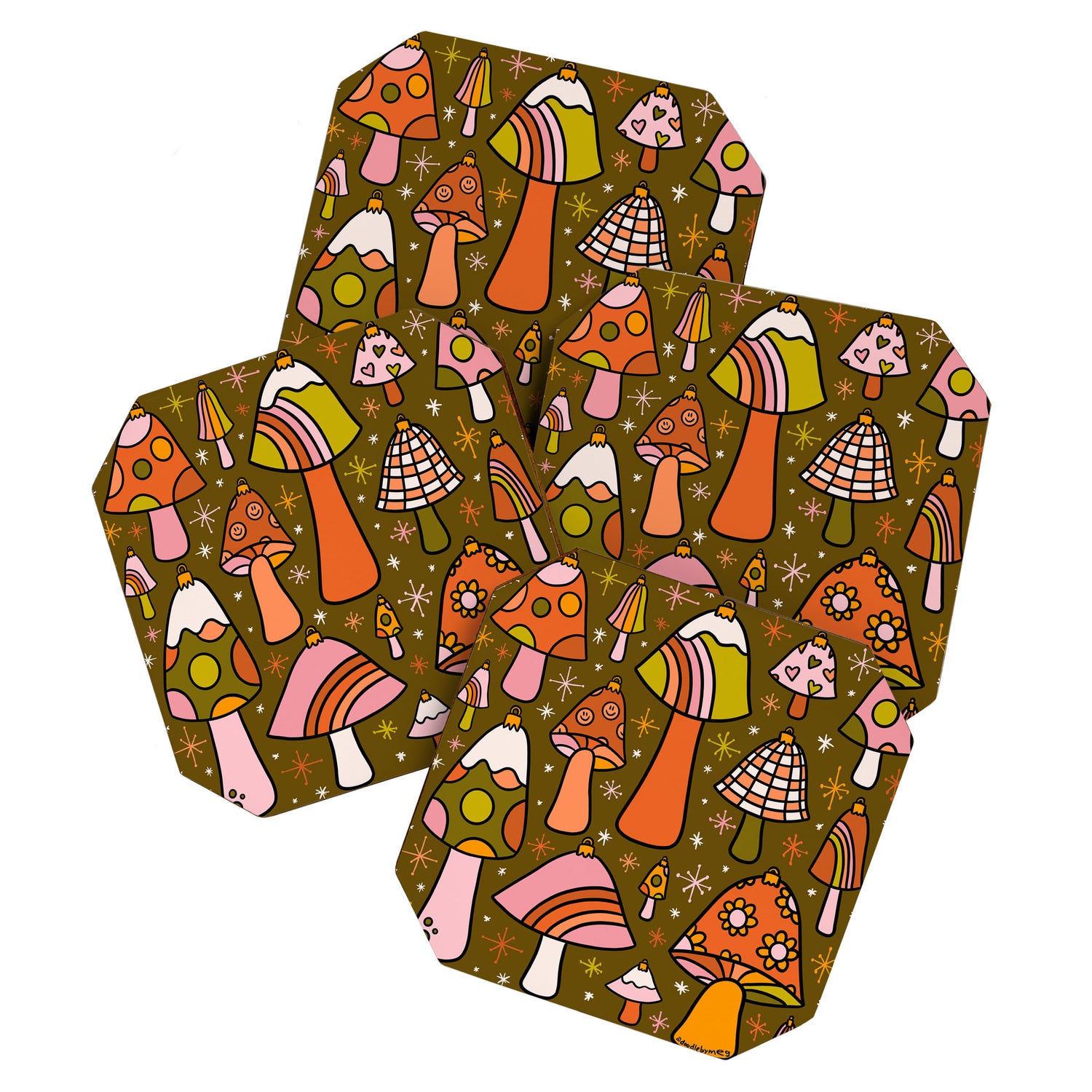 Mushroom Ornaments Coaster Gallery Image 1
