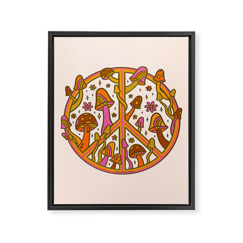 Mushroom Peace Sign Framed Canvas Print Gallery Image 8