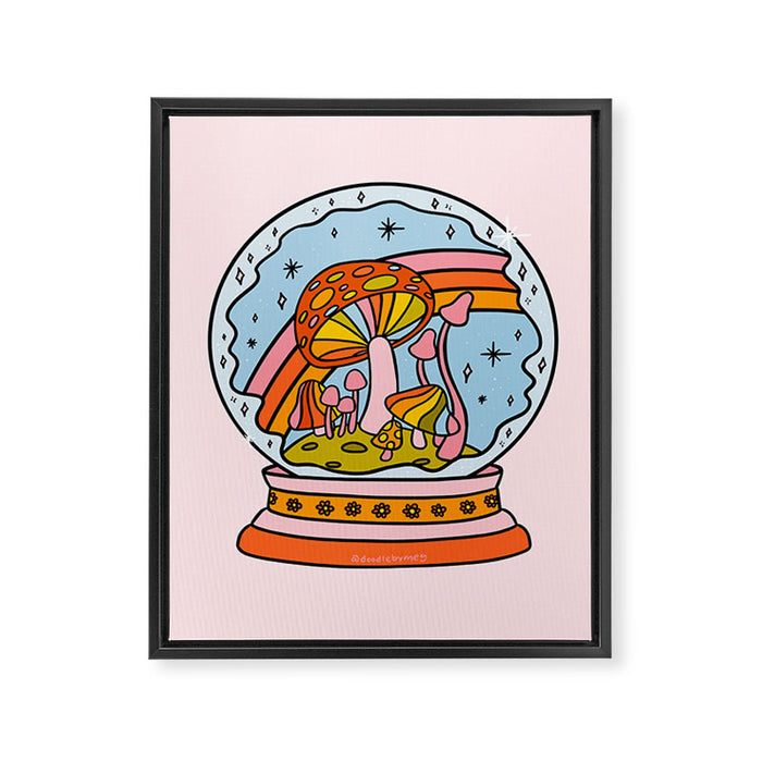 Mushroom Snow Globe Framed Canvas Print Gallery Image 1