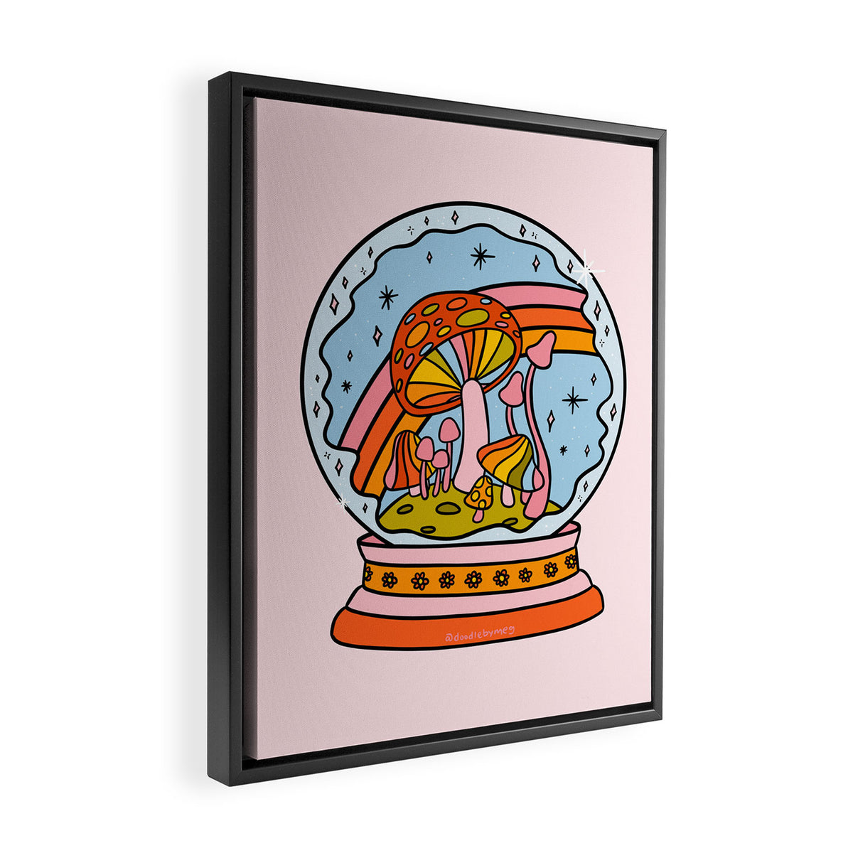 Mushroom Snow Globe Framed Canvas Print Gallery Image 2