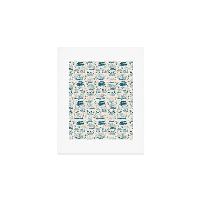 Mushroom Toile in Blue Art Print Gallery Image 1