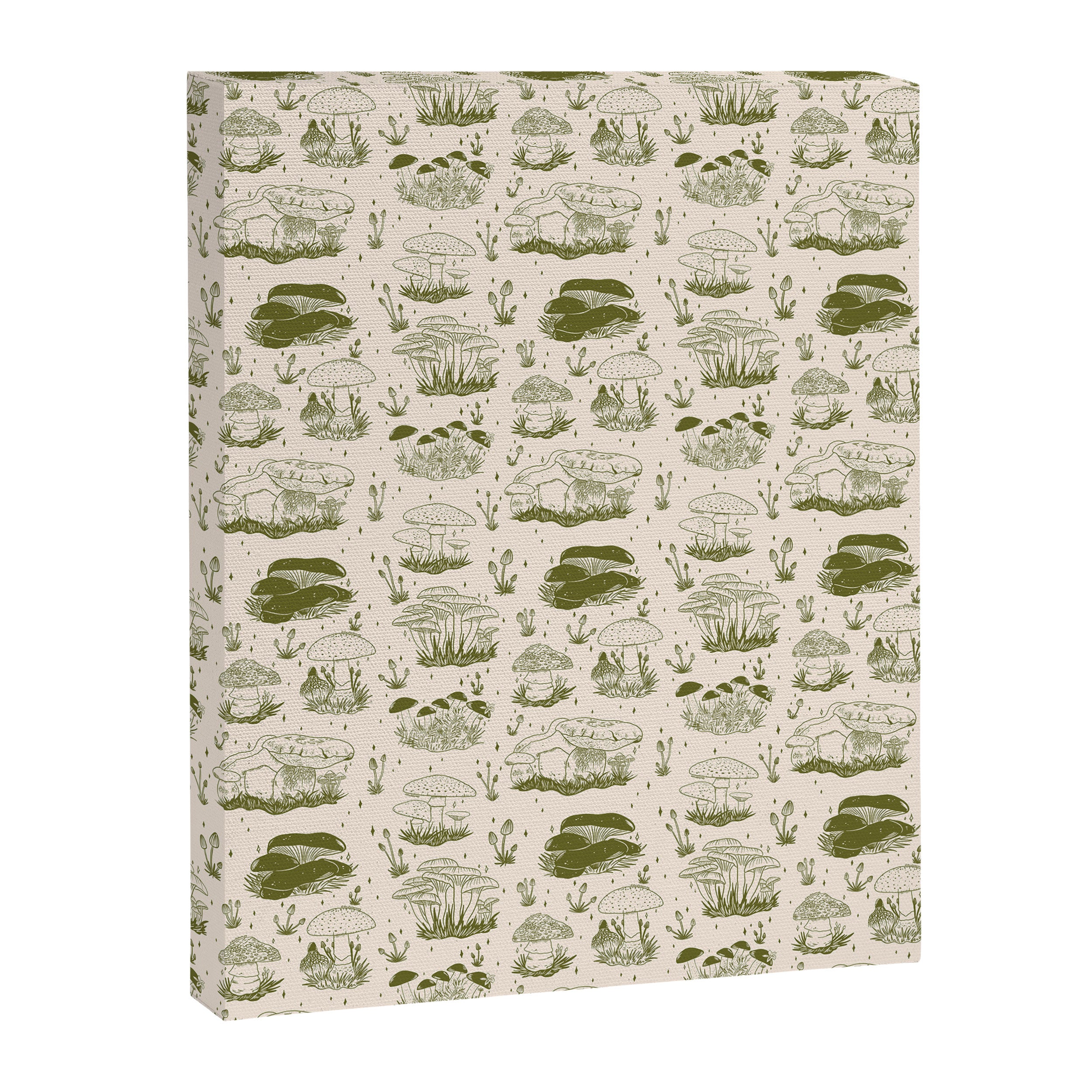 Mushroom Toile in Green Canvas Print Gallery Image 8