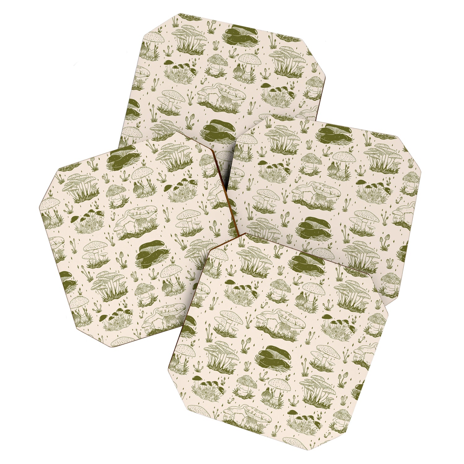 Mushroom Toile in Green Coaster Gallery Image 1