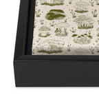 Mushroom Toile in Green Framed Canvas Print Gallery Image 3