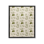 Mushroom Toile in Green Framed Canvas Print Gallery Image 8