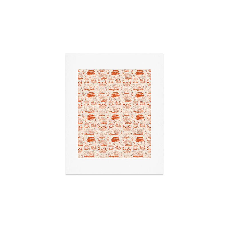 Mushroom Toile in Orange Art Print Gallery Image 1