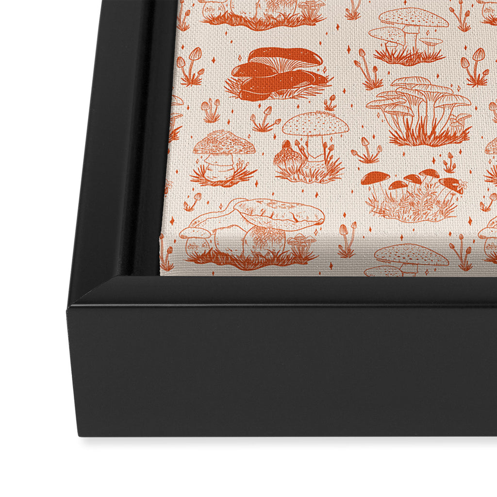 Mushroom Toile in Orange Framed Canvas Print Gallery Image 3