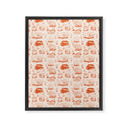 Mushroom Toile in Orange Framed Canvas Print Gallery Image 8