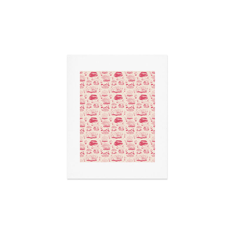 Mushroom Toile in Pink Art Print Gallery Image 1