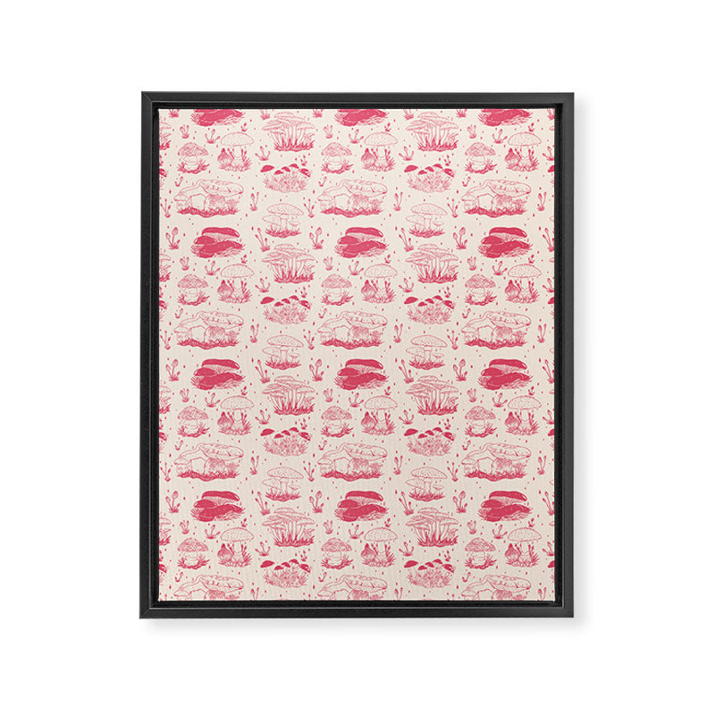Mushroom Toile in Pink Framed Canvas Print Gallery Image 8