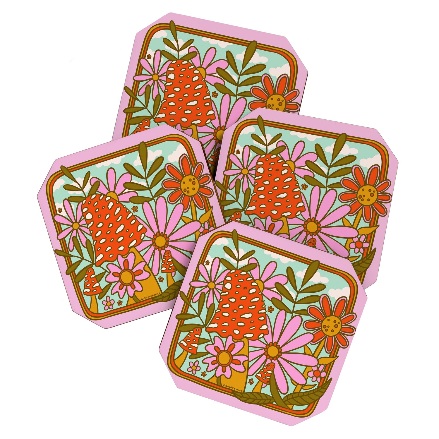 Mushrooms and Flowers Coaster Gallery Image 1