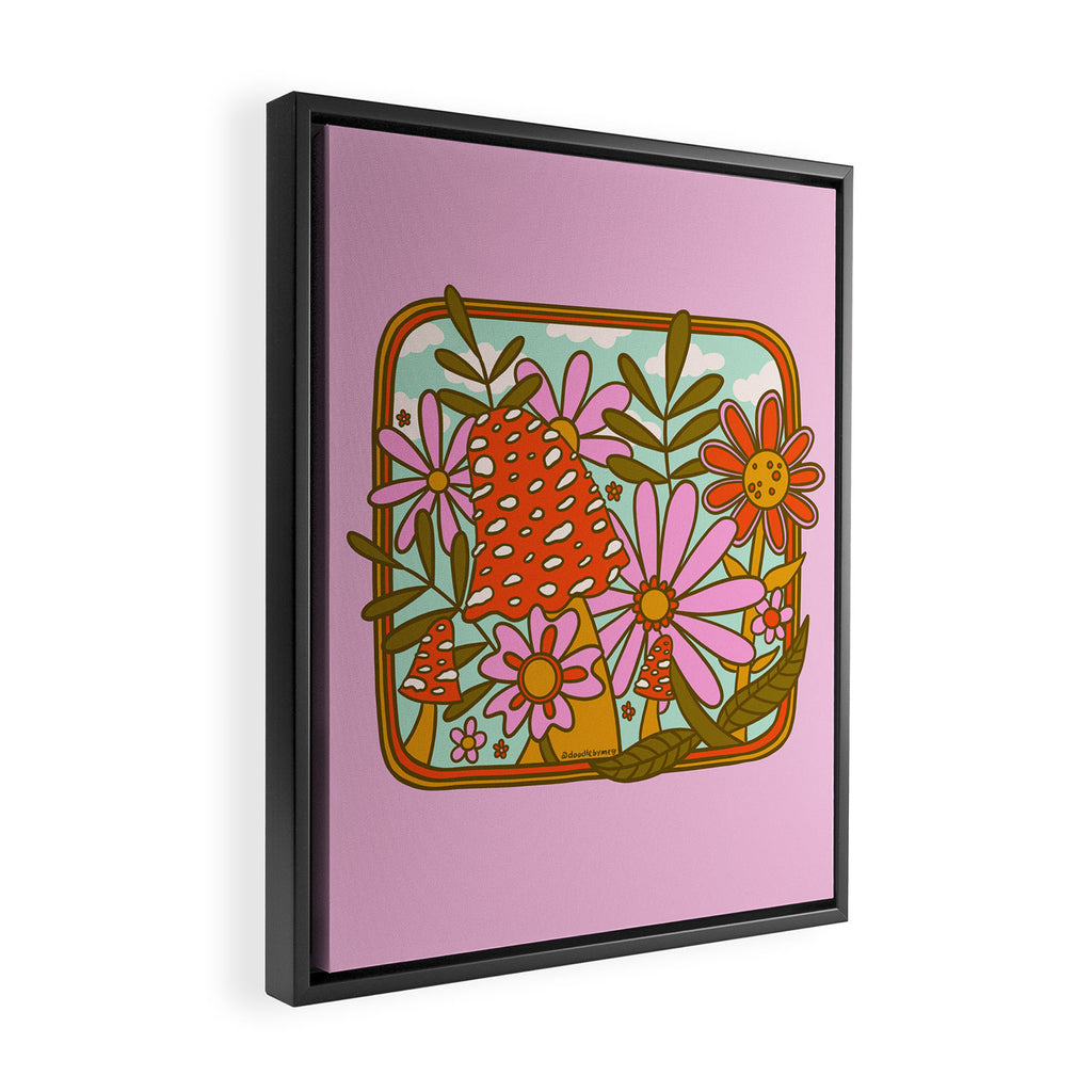 Mushrooms and Flowers Framed Canvas Print Gallery Image 2