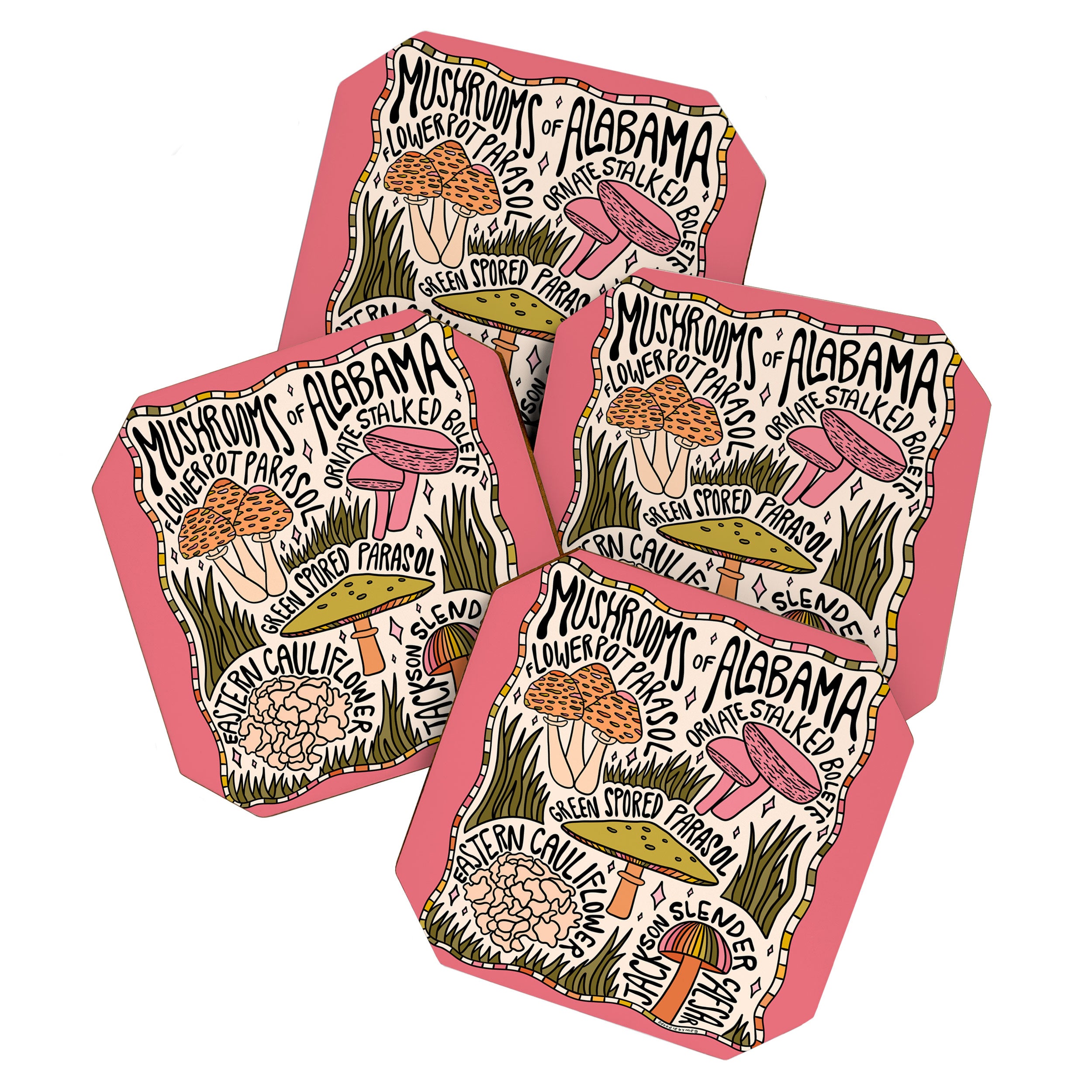 Mushrooms of Alabama Coaster Gallery Image 1