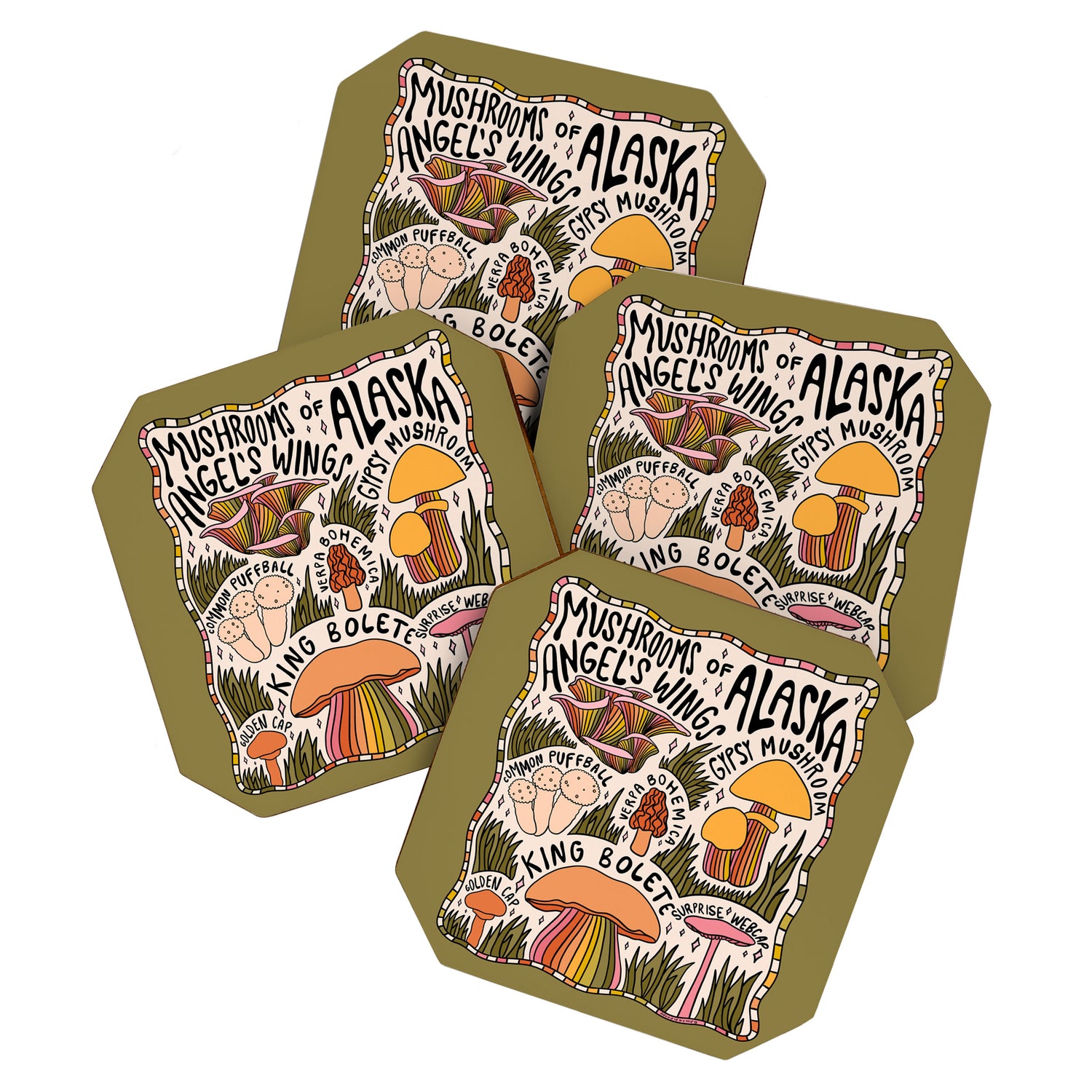 Mushrooms of Alaska Coaster Gallery Image 1