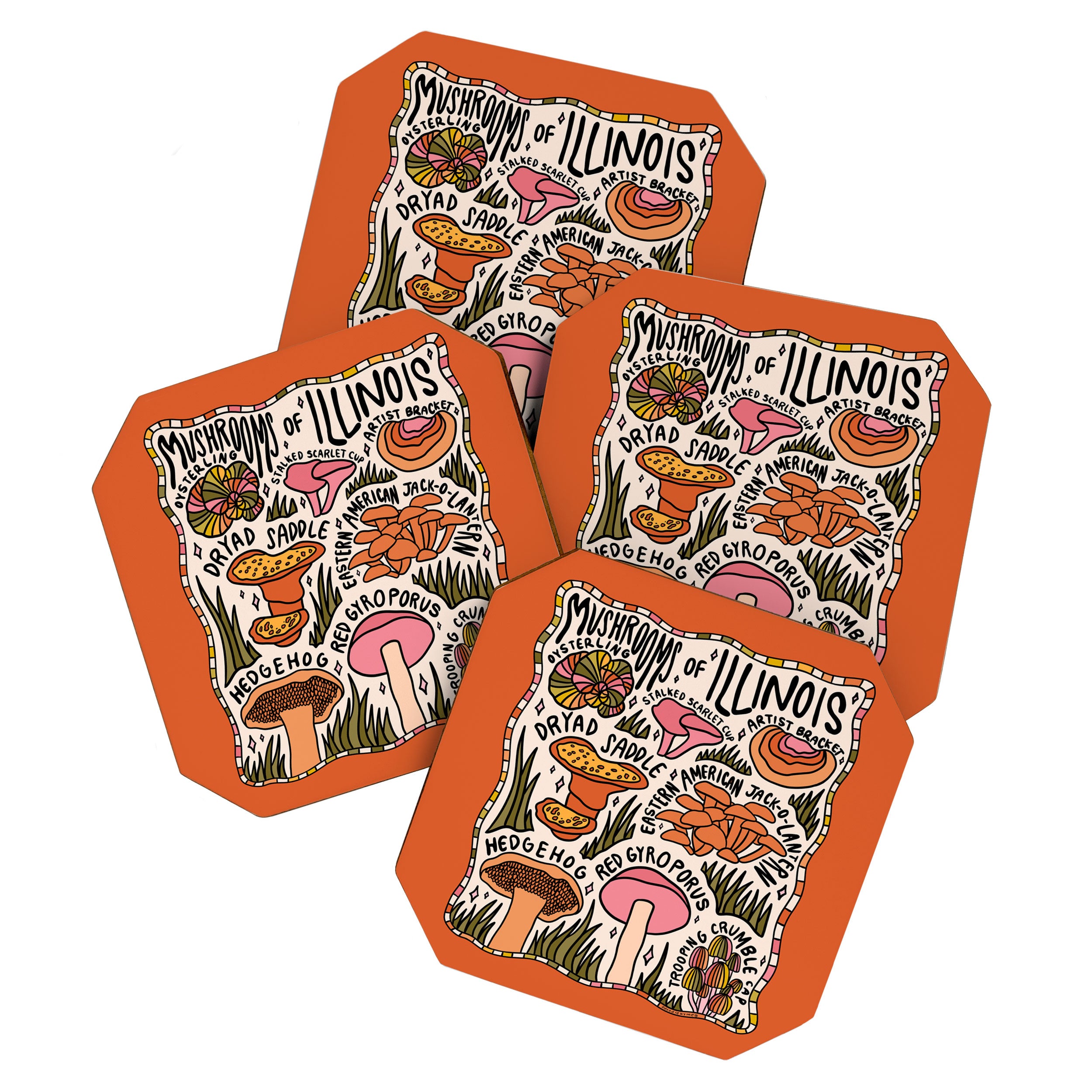 Mushrooms of Illinois Coaster Gallery Image 1