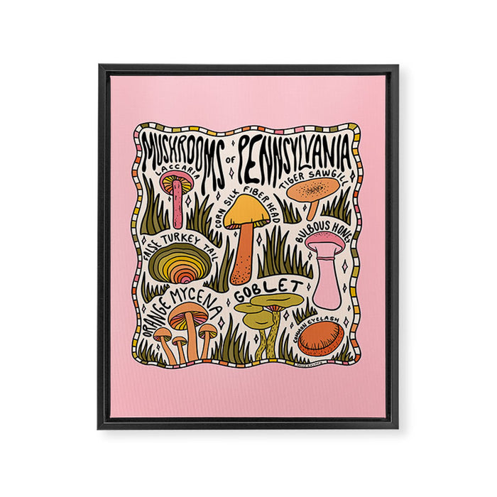 Mushrooms of Pennsylvania Framed Canvas Print Gallery Image 1