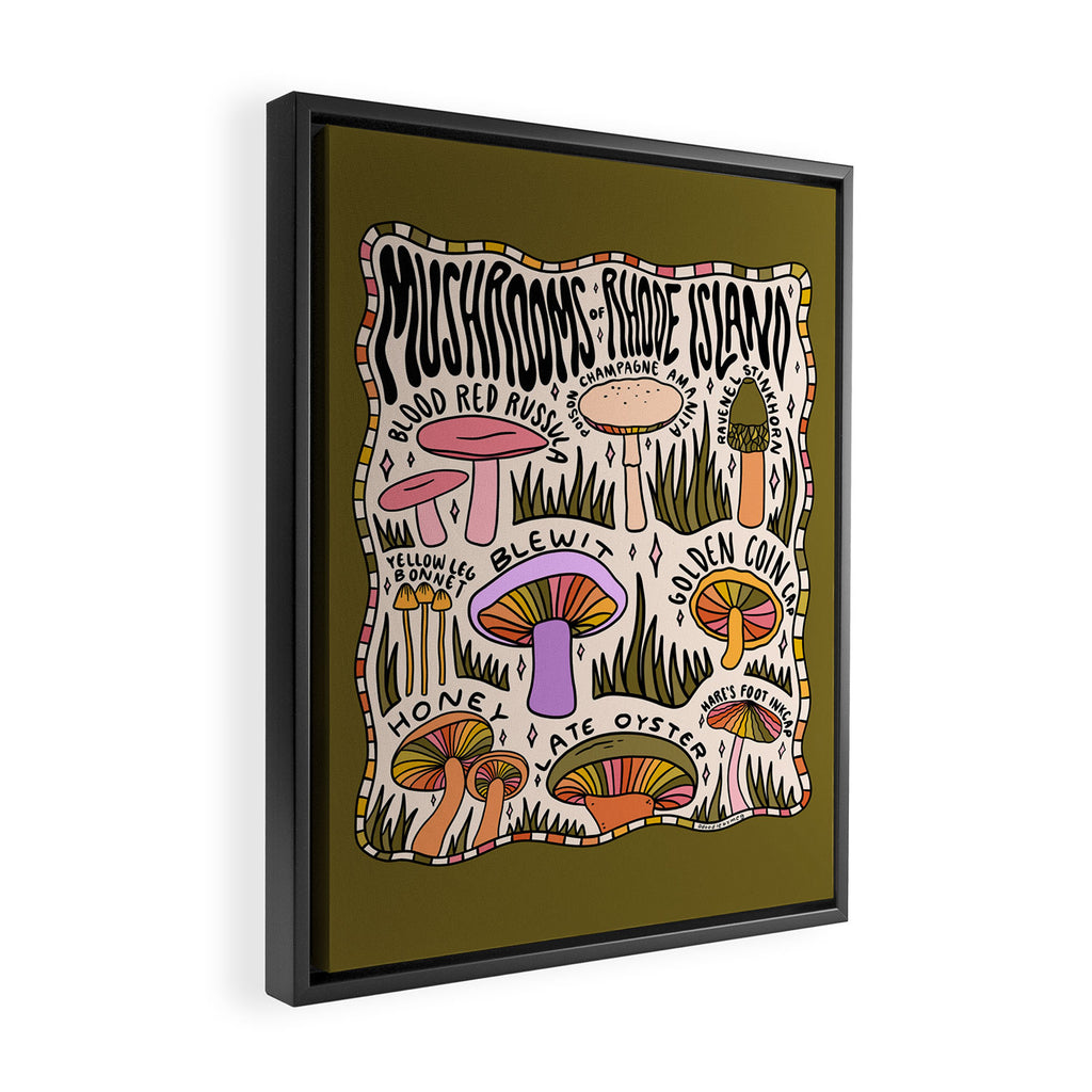 Mushrooms of Rhode Island Framed Canvas Print Gallery Image 2