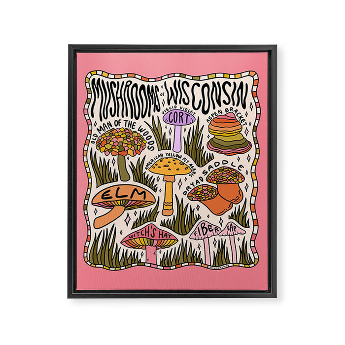 Mushrooms of Wisconsin Framed Canvas Print Gallery Image 1