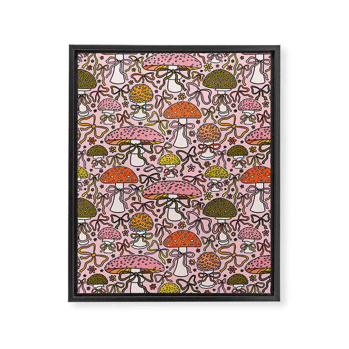 Mushrooms With Bows Print Framed Canvas Print Gallery Image 1
