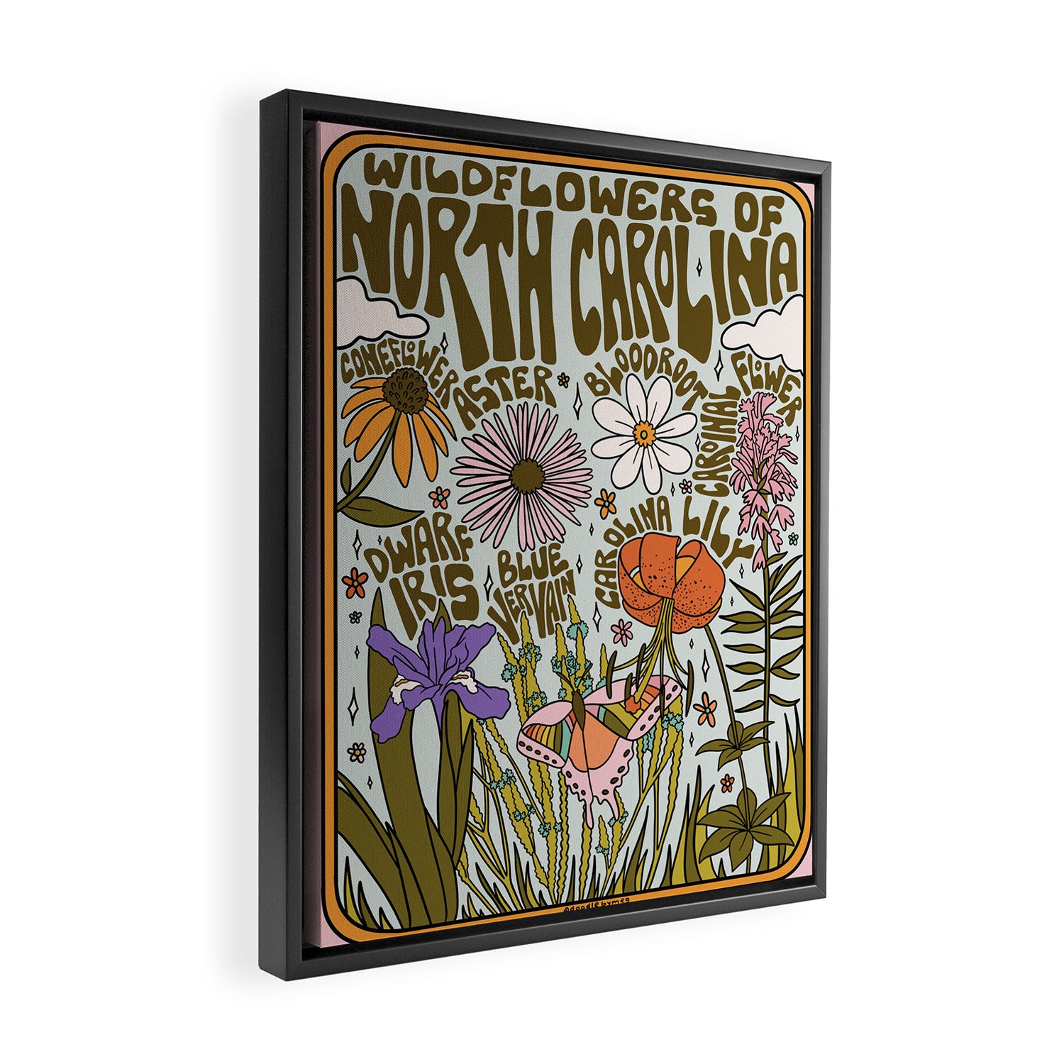 North Carolina Wildflower Framed Canvas Print Gallery Image 2
