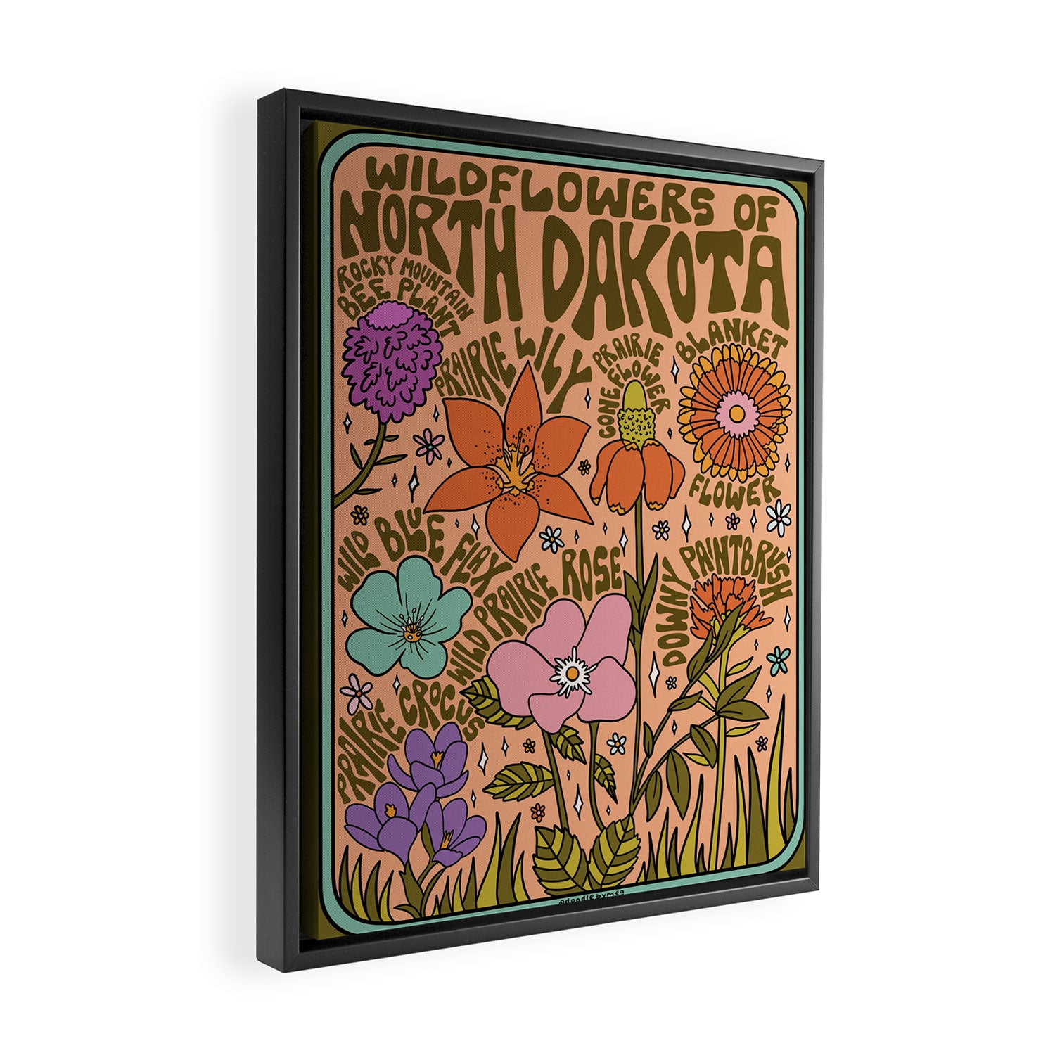 North Dakota Wildflowers Framed Canvas Print Gallery Image 2