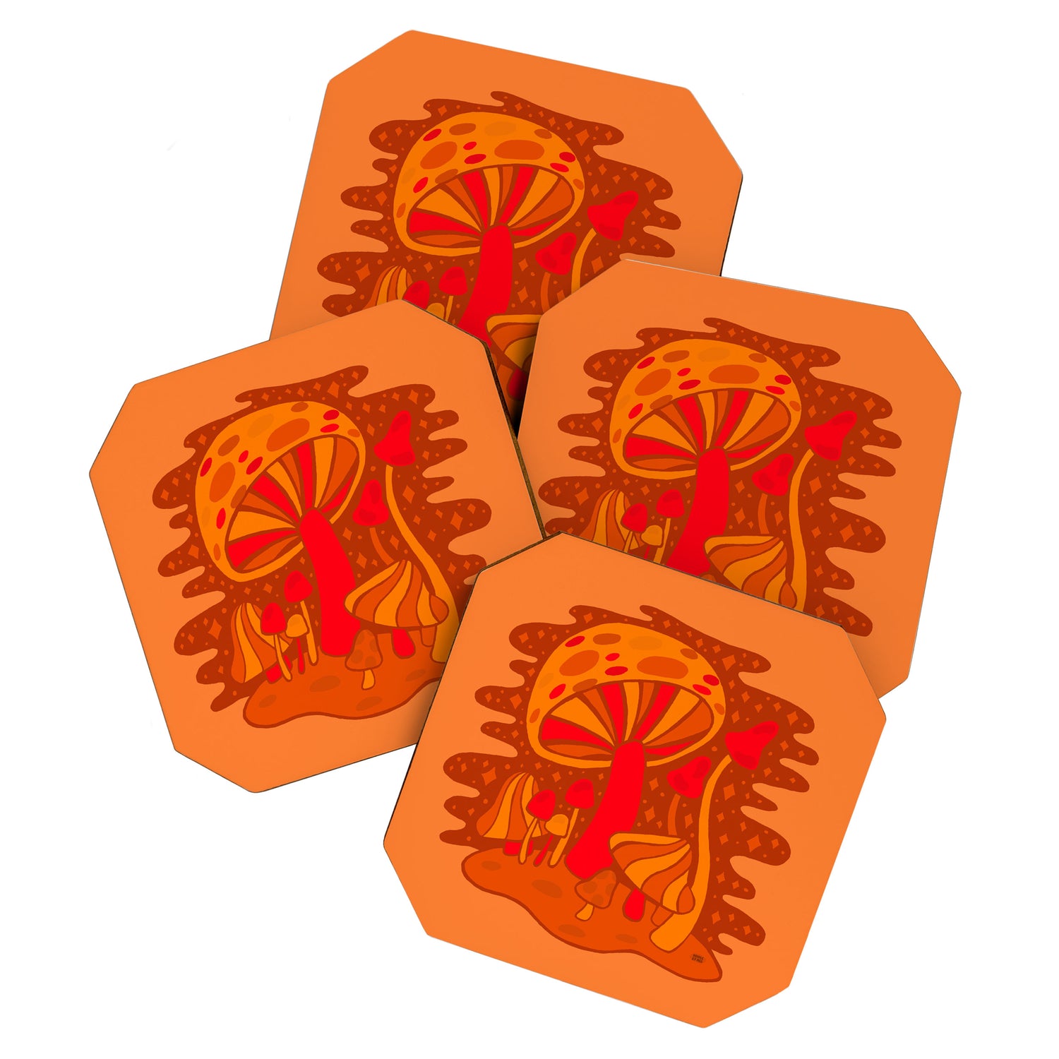Orange Mushrooms Coaster Gallery Image 1