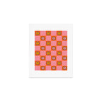 Orange Pink Smiley Checkerboard Print Art Print Gallery Image 1