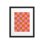 Orange Pink Smiley Checkerboard Print Framed Art Print Gallery Image 6