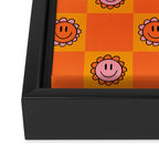Orange Smiley Face Checkerboard Print Framed Canvas Print Gallery Image 3