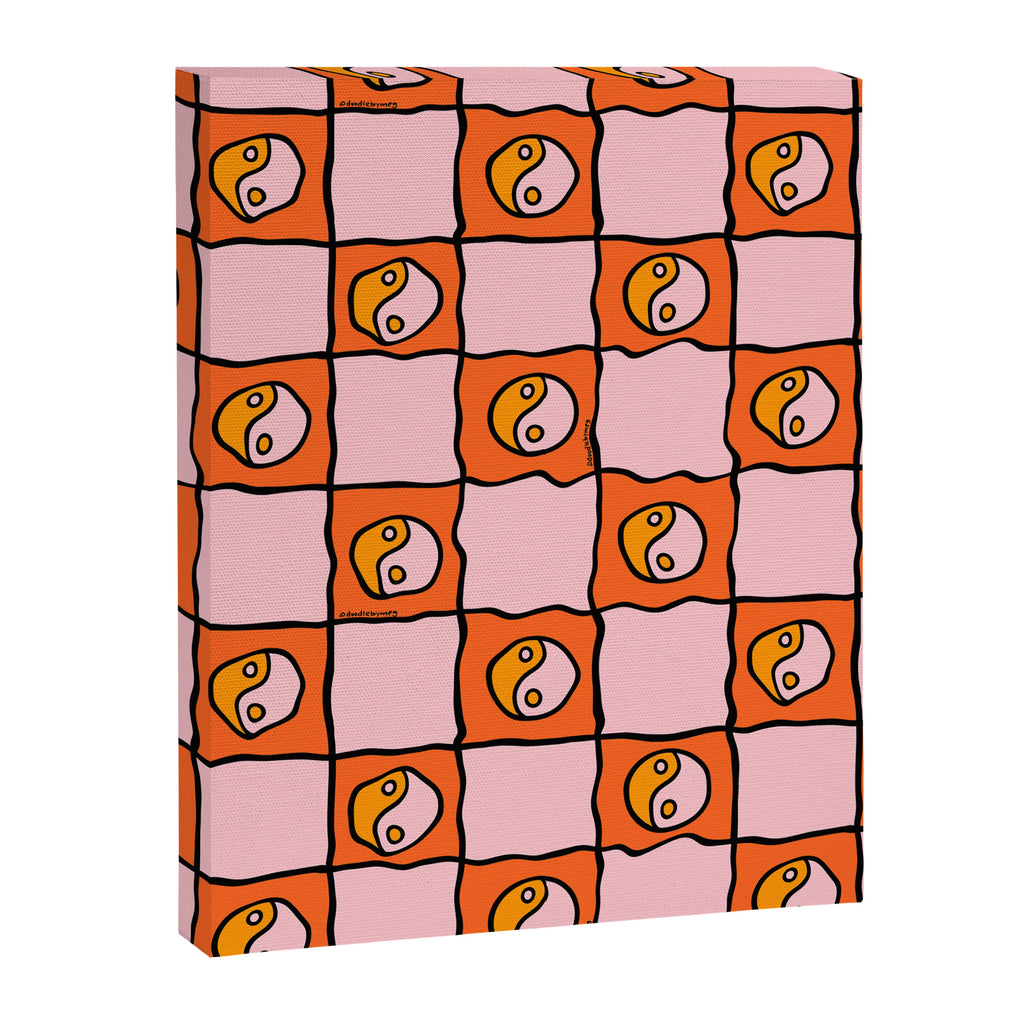 Orange Ying yang Checkered Print Canvas Print Gallery Image 8