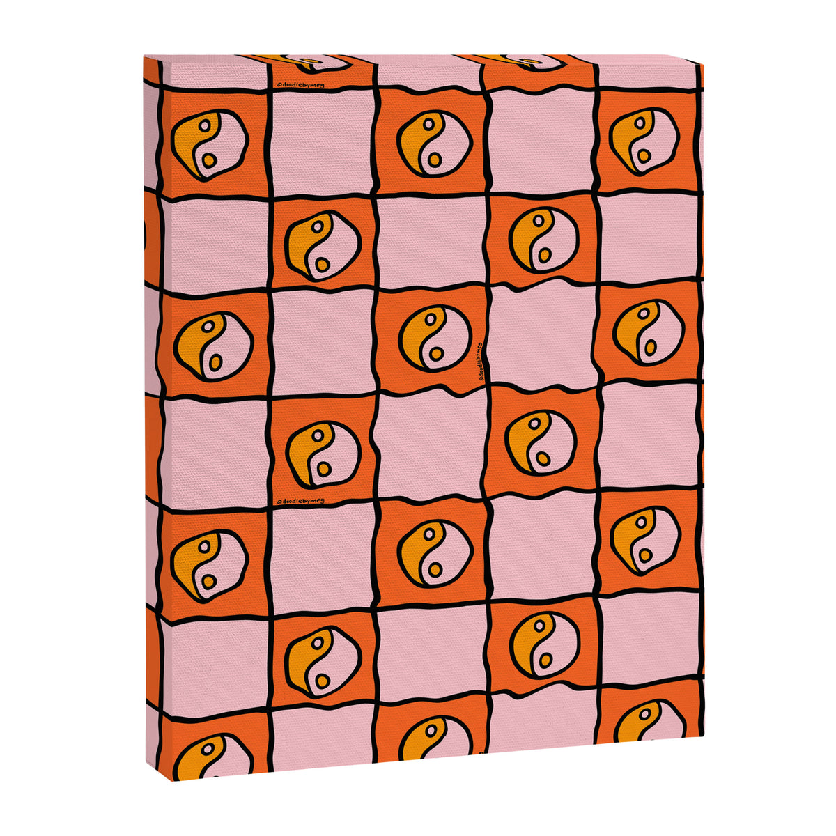 Orange Ying yang Checkered Print Canvas Print Gallery Image 8