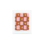 Orange Ying yang Checkered Print Art Print Gallery Image 1