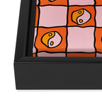 Orange Ying yang Checkered Print Framed Canvas Print Gallery Image 3