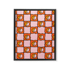 Orange Ying yang Checkered Print Framed Canvas Print Gallery Image 8